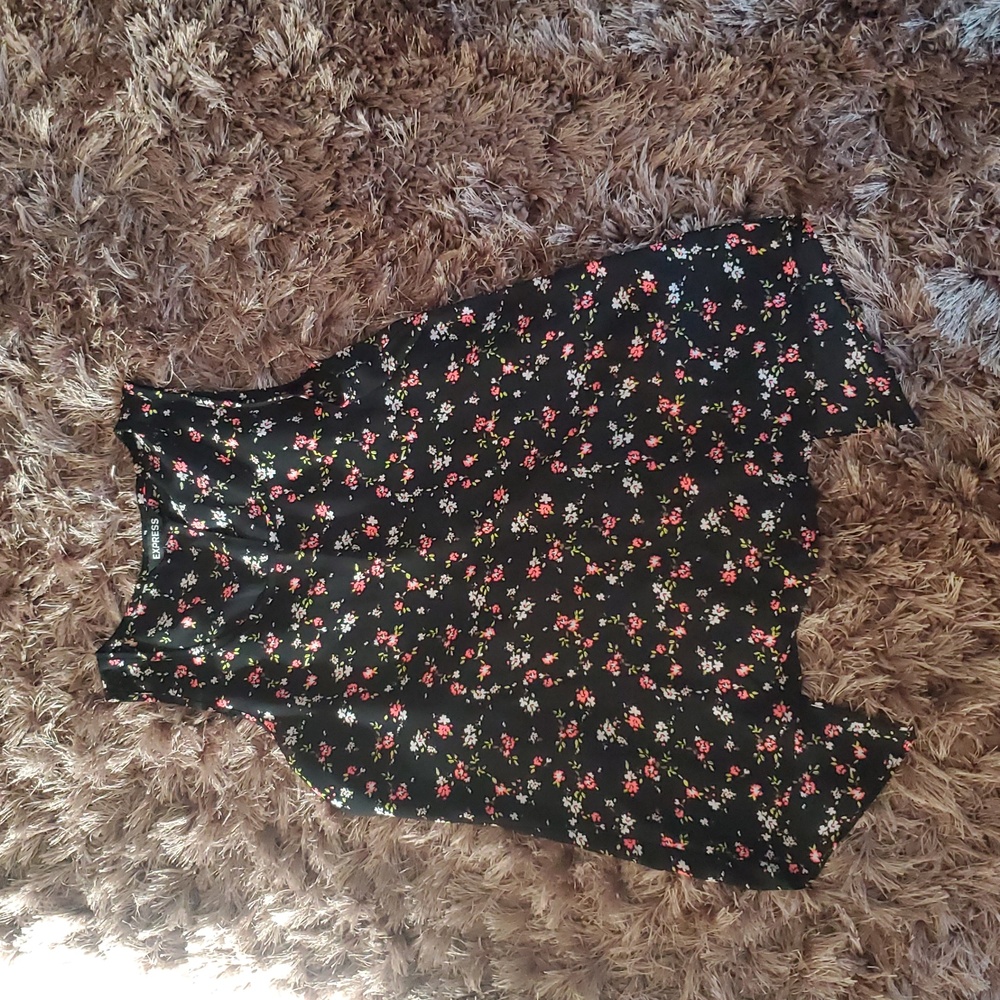 Express Black And Floral Tank Top